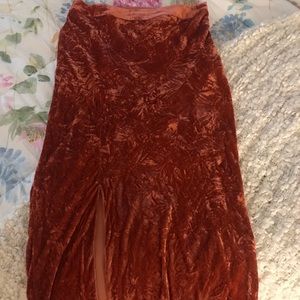 Burnt orange velvet skirt
